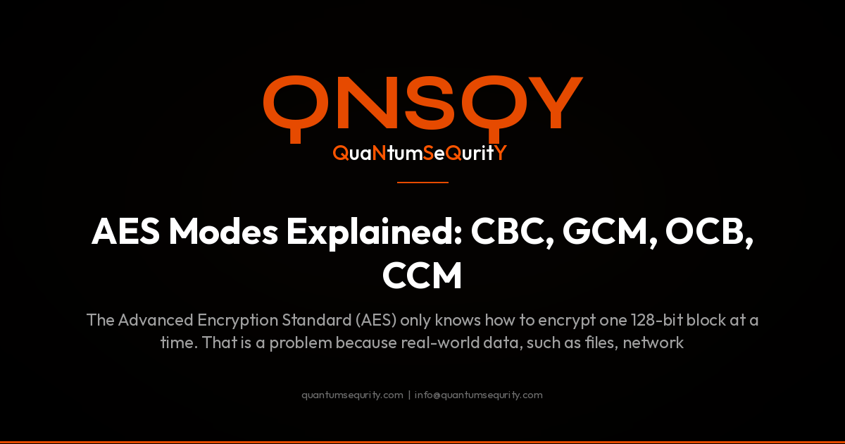 AES Modes Explained: CBC, GCM, OCB, CCM - QNSQY post-quantum encryption guide