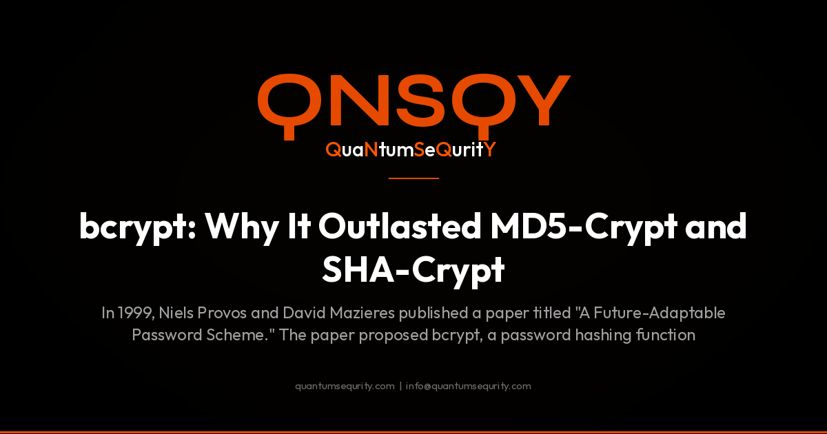 bcrypt: Why It Outlasted MD5-Crypt and SHA-Crypt - QNSQY post-quantum encryption guide