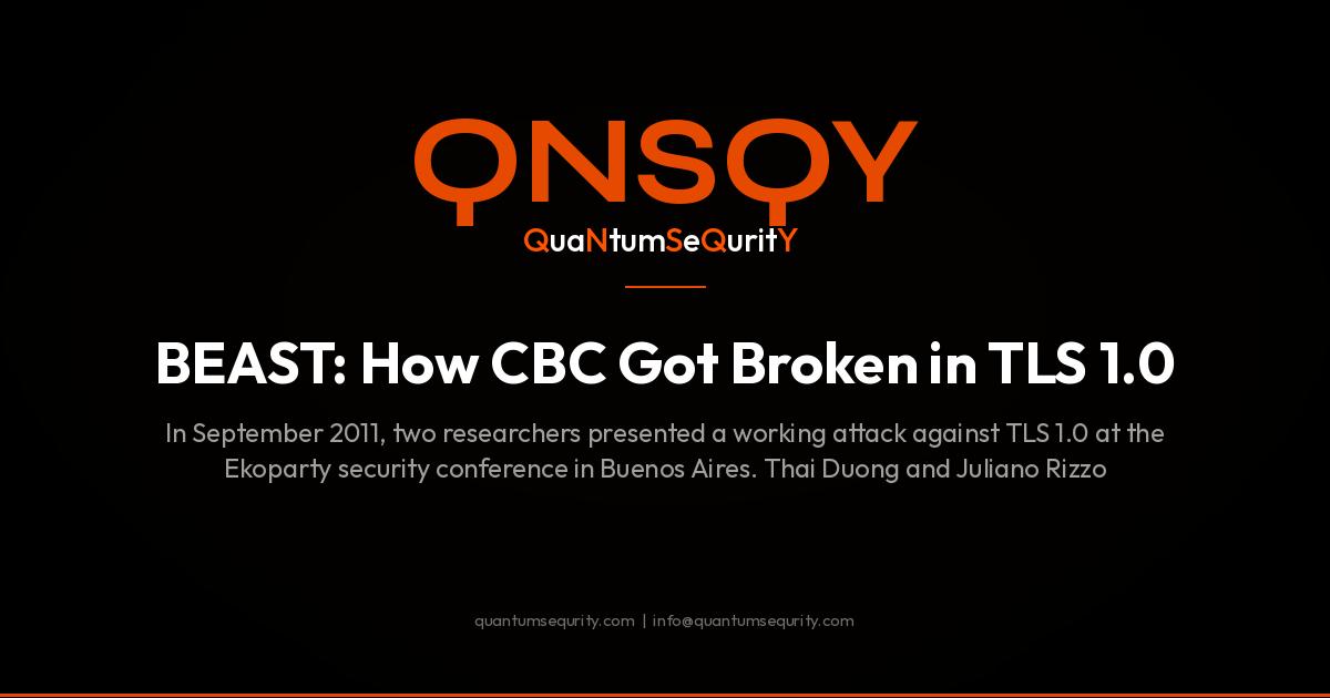 BEAST: How CBC Got Broken in TLS 1.0 - QNSQY post-quantum encryption guide