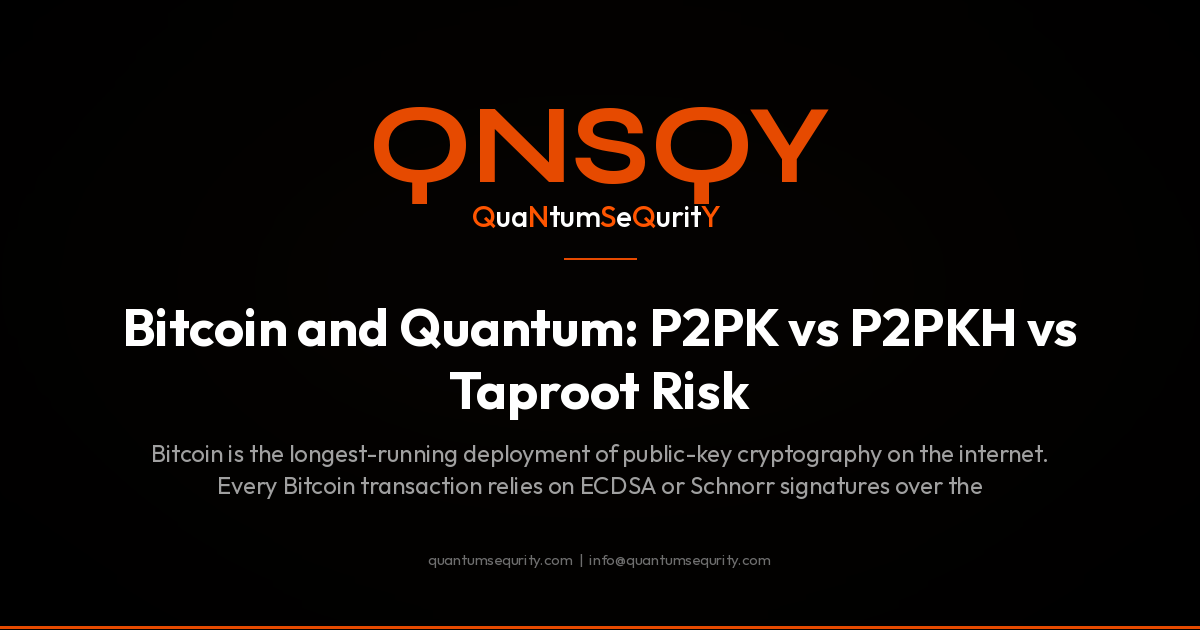 Bitcoin and Quantum: P2PK vs P2PKH vs Taproot Risk - QNSQY post-quantum encryption guide