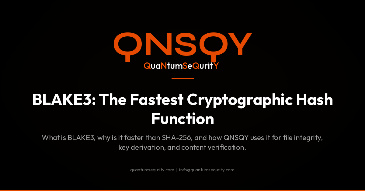 BLAKE3: The Fastest Cryptographic Hash Function - QNSQY post-quantum encryption guide