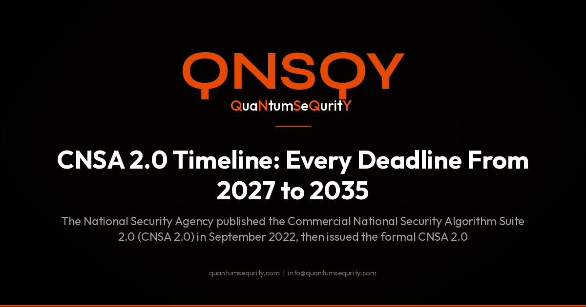 CNSA 2.0 Timeline: Every Deadline From 2027 to 2035 - QNSQY post-quantum encryption guide