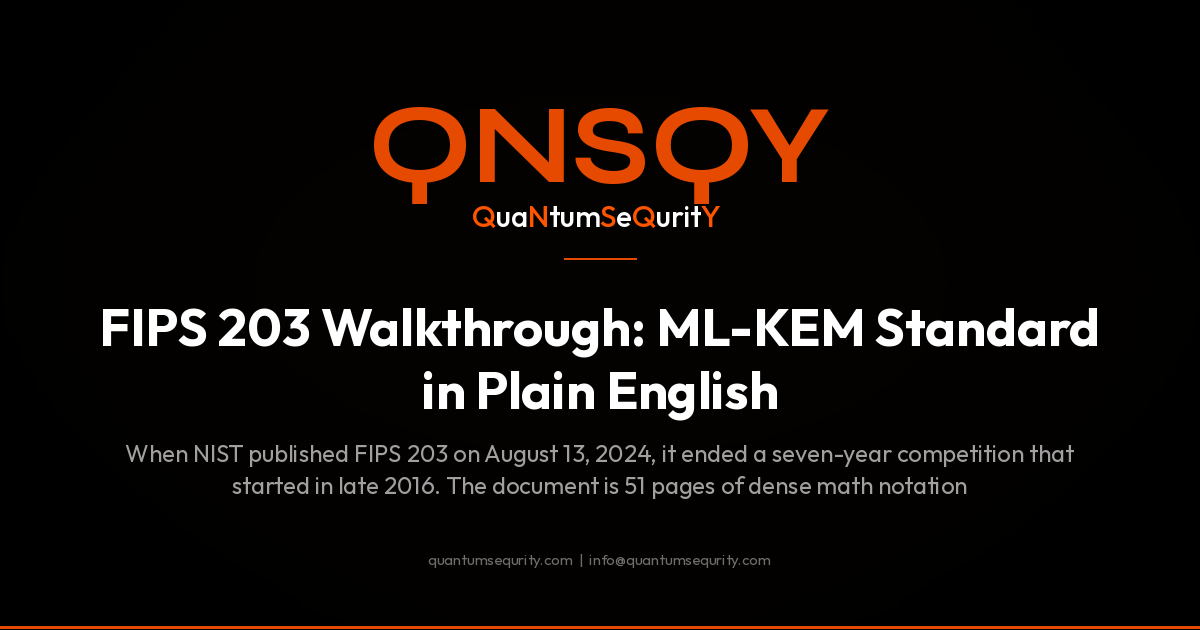 FIPS 203 Walkthrough: ML-KEM Standard in Plain English - QNSQY post-quantum encryption guide
