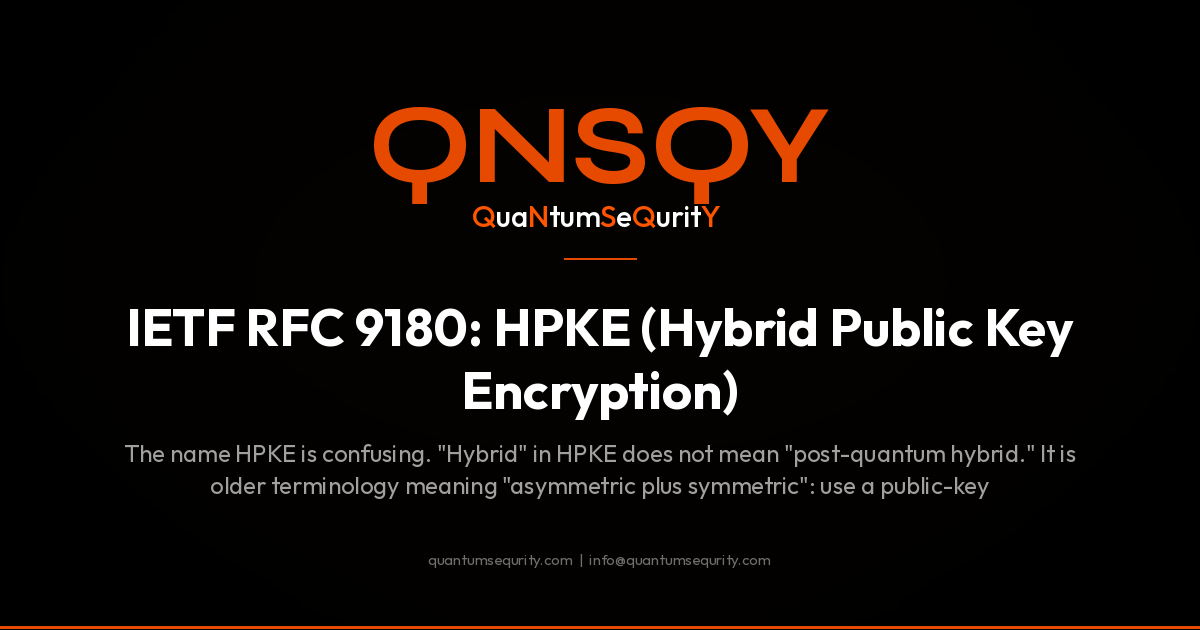 IETF RFC 9180: HPKE (Hybrid Public Key Encryption) - QNSQY post-quantum encryption guide