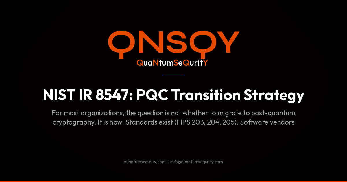 NIST IR 8547: PQC Transition Strategy - QNSQY post-quantum encryption guide