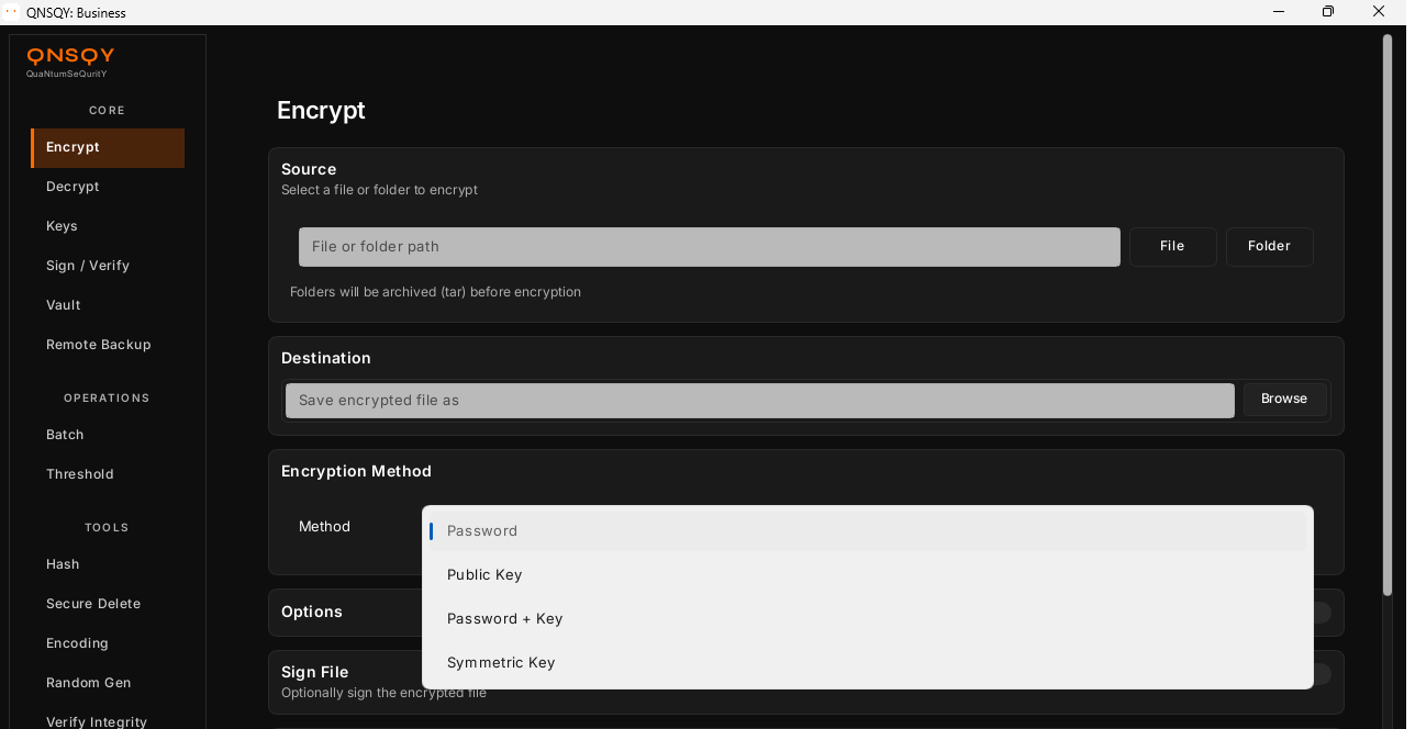 The same Encryption Method dropdown on Windows 11 (Business tier)